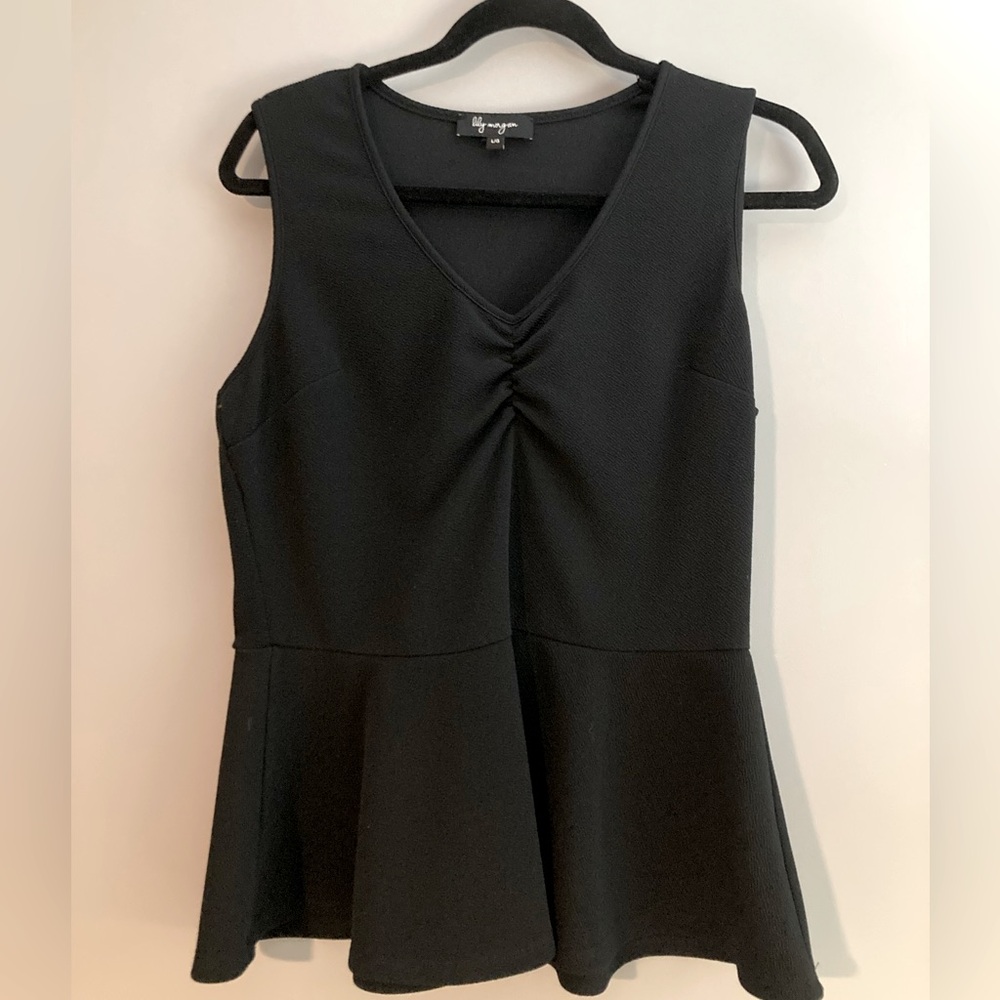 Lily Morgan black peplum top size large